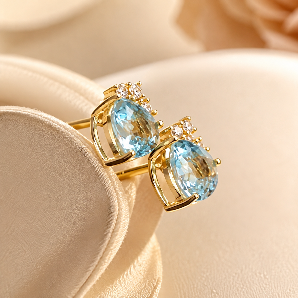 Aquamarine Diamond Stud Earrings
